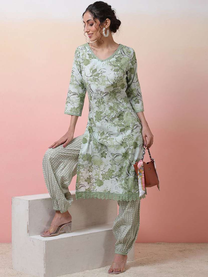 women printed three quarter sleeves kurta salwar set - 22578522 -  Standard Image - 5
