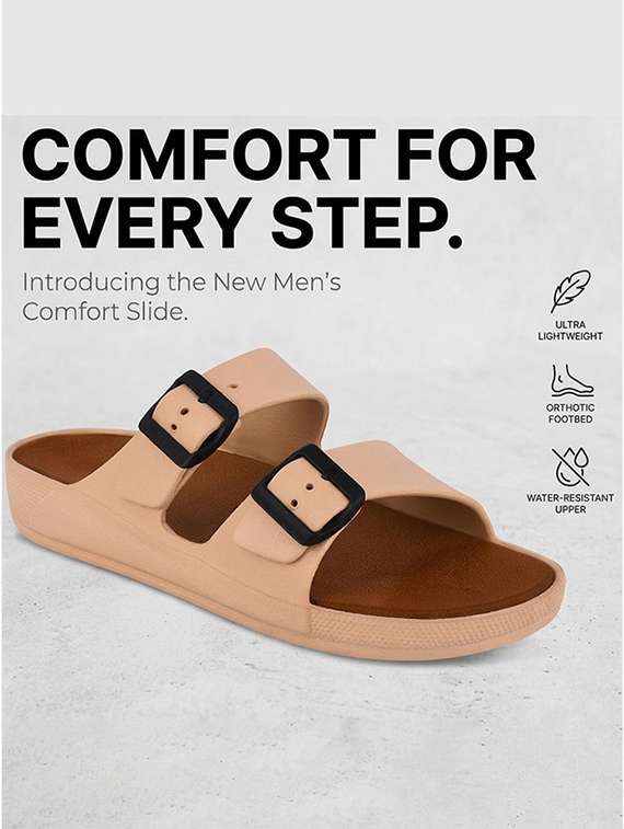 men solid slip on slippers - 22578578 -  Standard Image - 3
