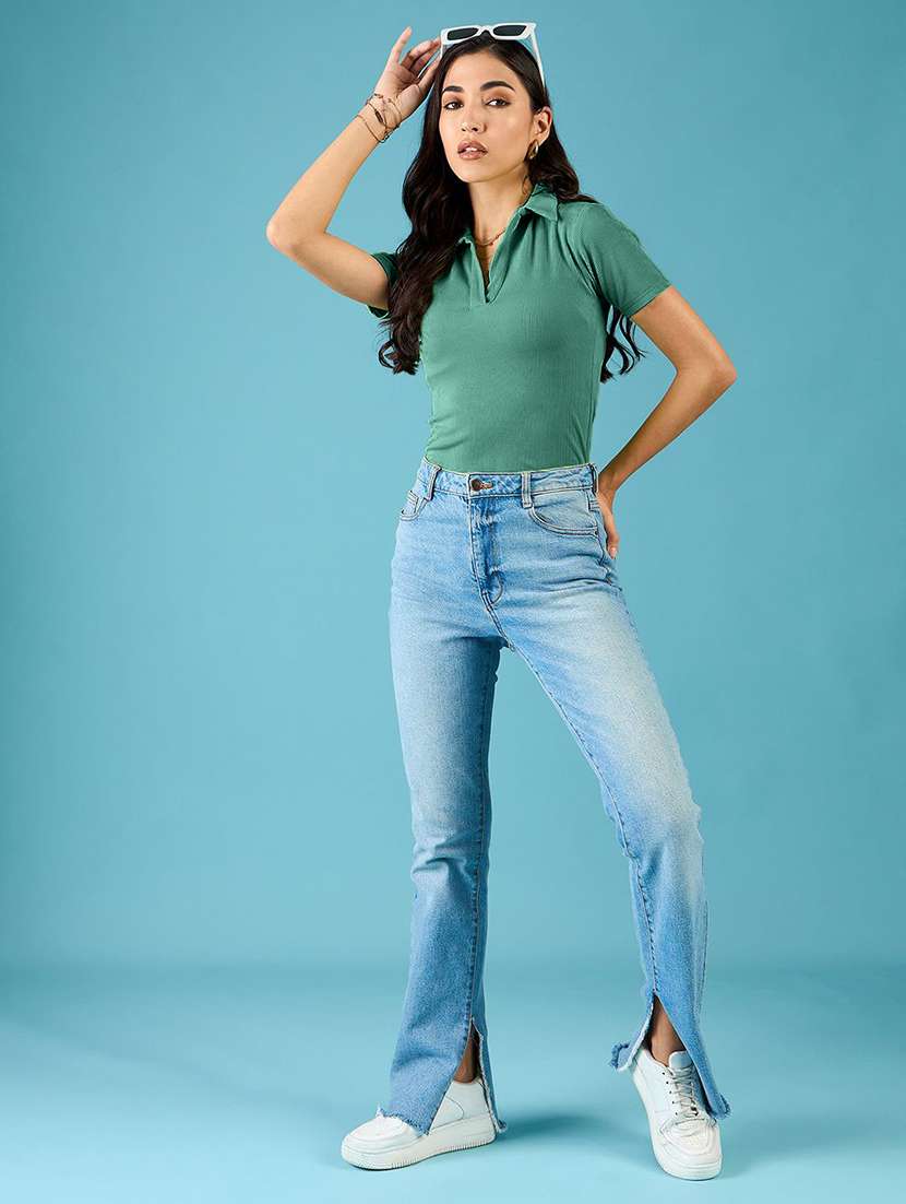 women solid short sleeves polo t-shirt - 22578866 -  Standard Image - 5
