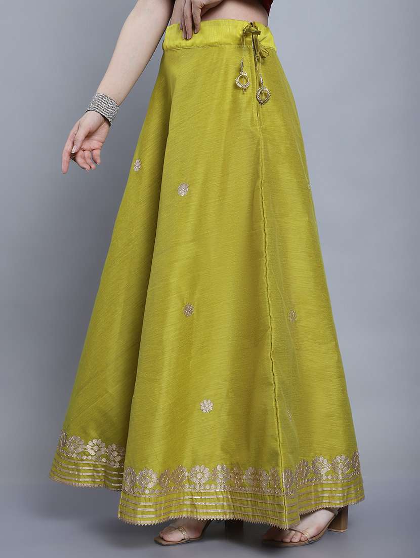 women solid with work flared skirt - 22578901 -  Standard Image - 3
