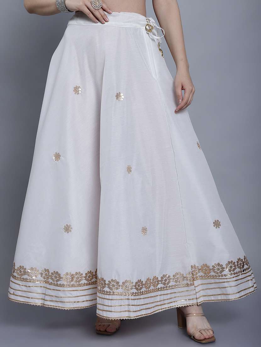 women solid with work flared skirt