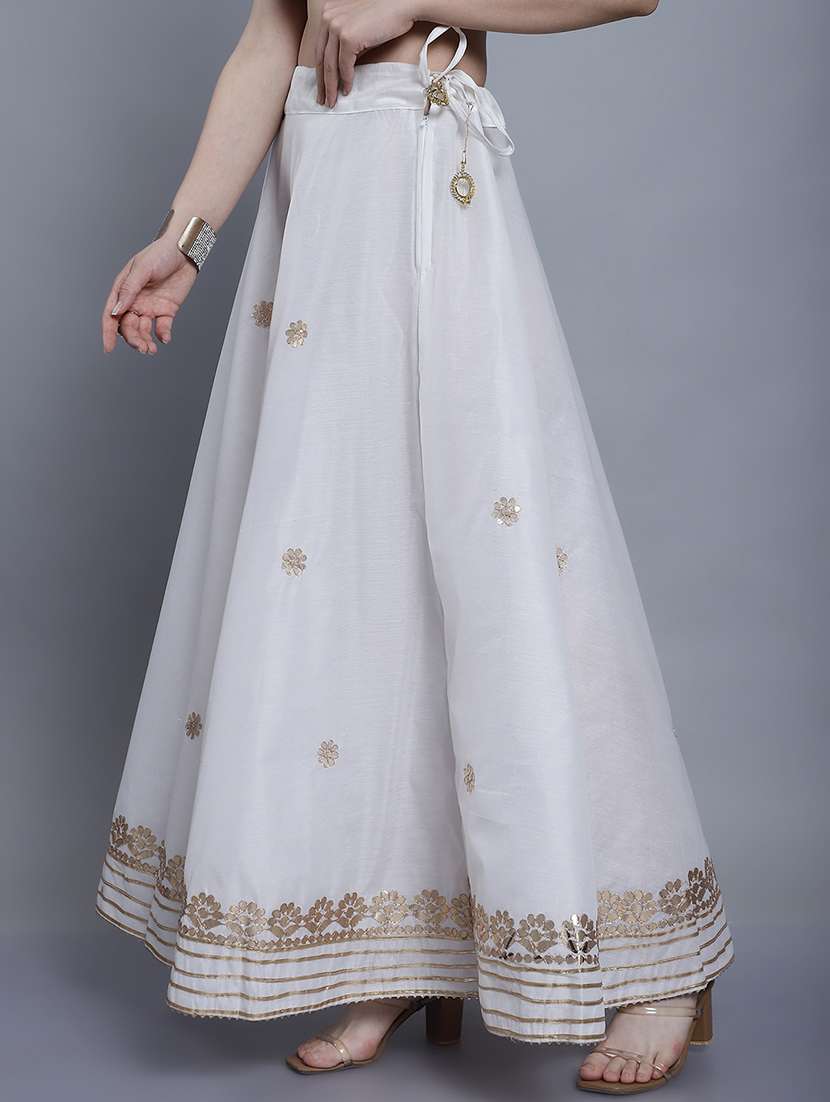 women solid with work flared skirt - 22578902 -  Standard Image - 3