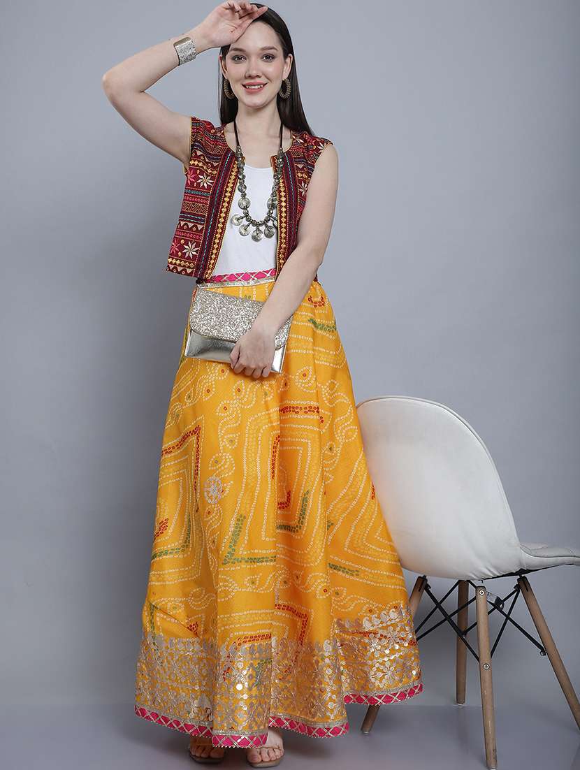 women bandhani printed flared long skirt - 22578913 -  Standard Image - 5