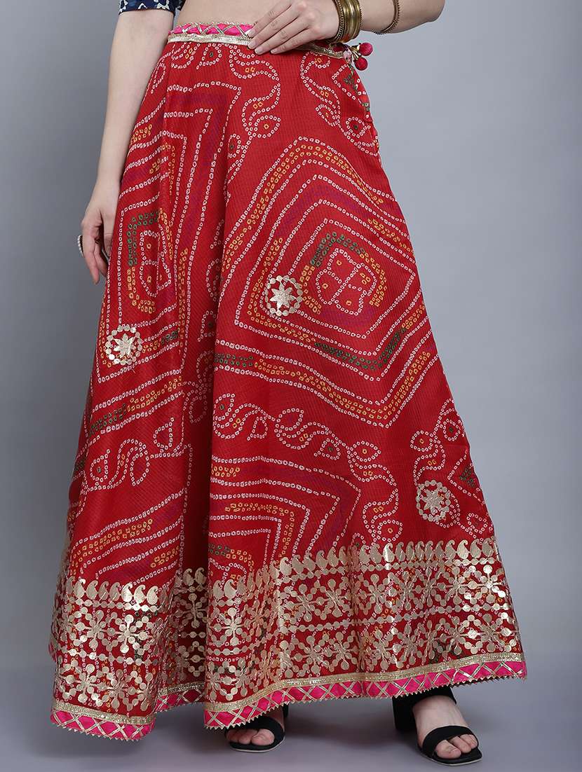 women bandhani printed flared long skirt - 22578915 -  Standard Image - 3