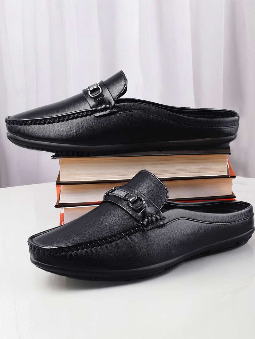 men solid slip on horsebit loafer