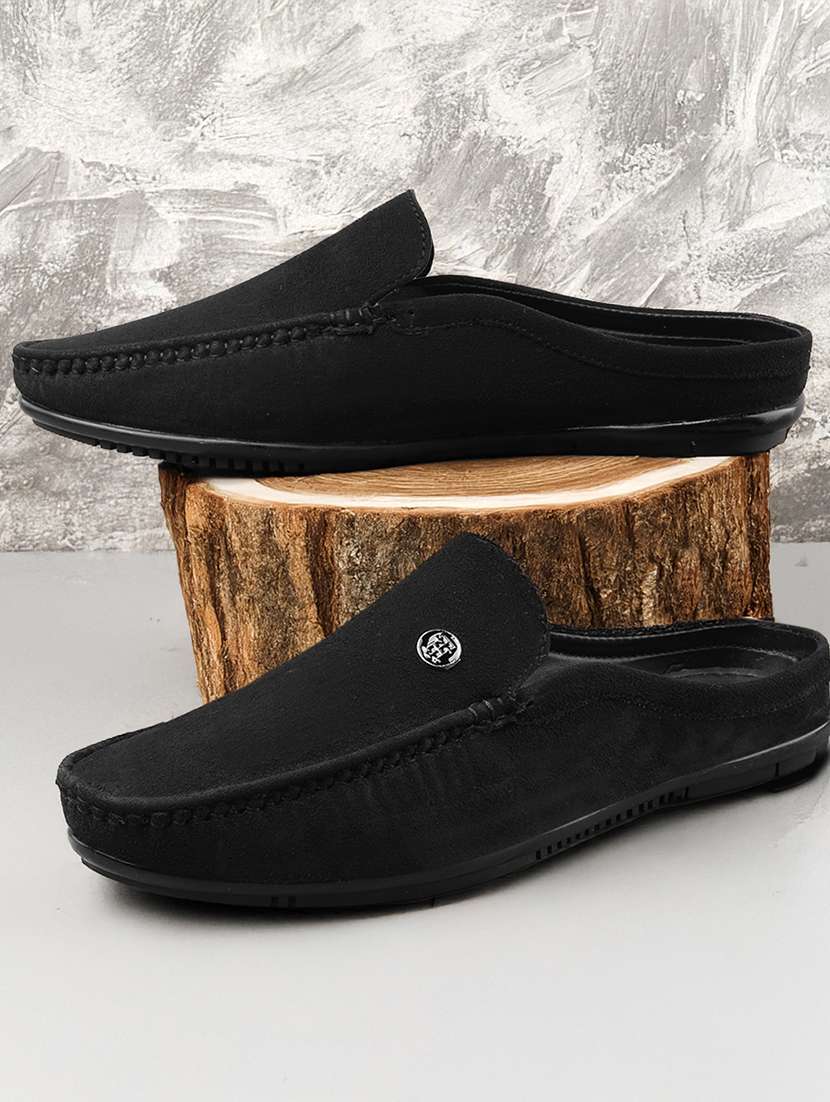 men solid slip on mule loafer