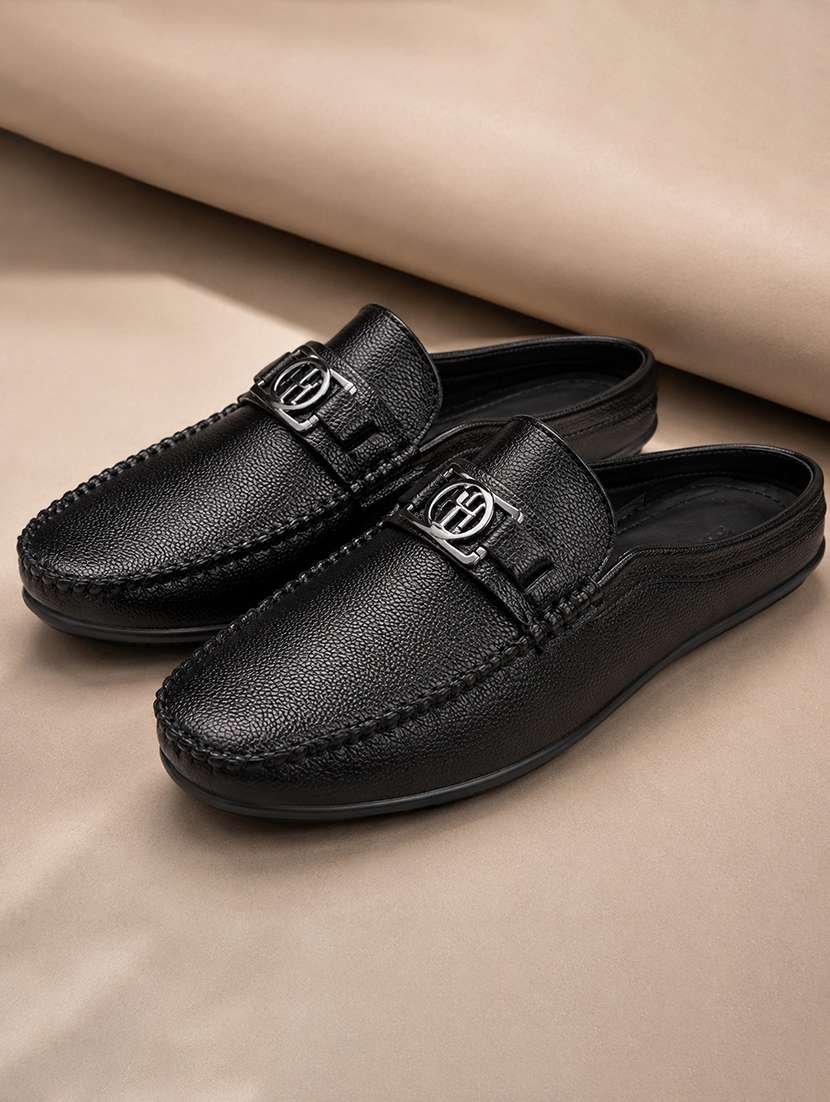 men solid slip on mule loafer