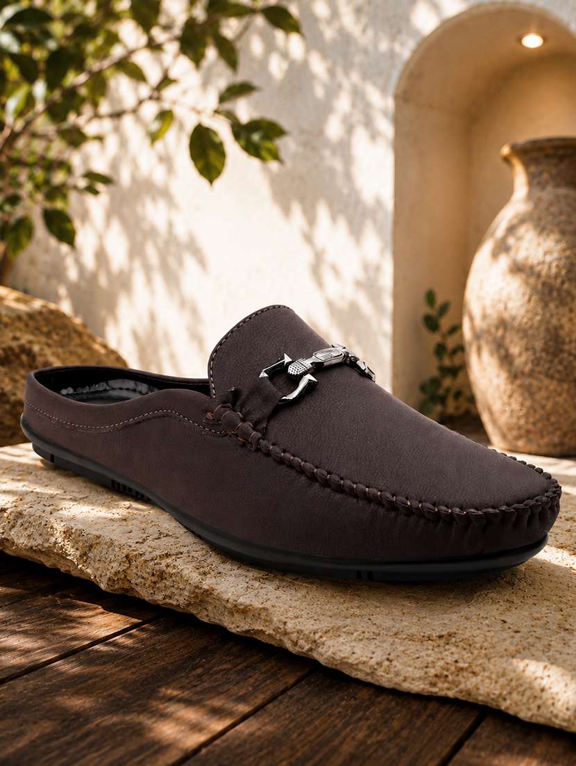 men solid slip on horsebit loafer