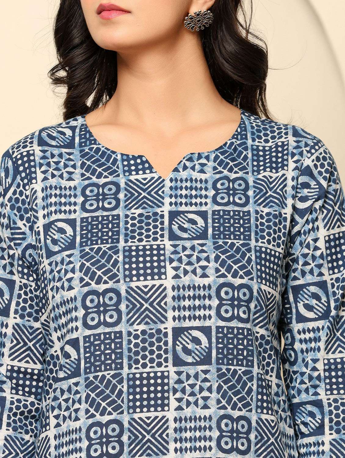women printed three quarter sleeves ethnic co-ord set - 22579049 -  Standard Image - 5