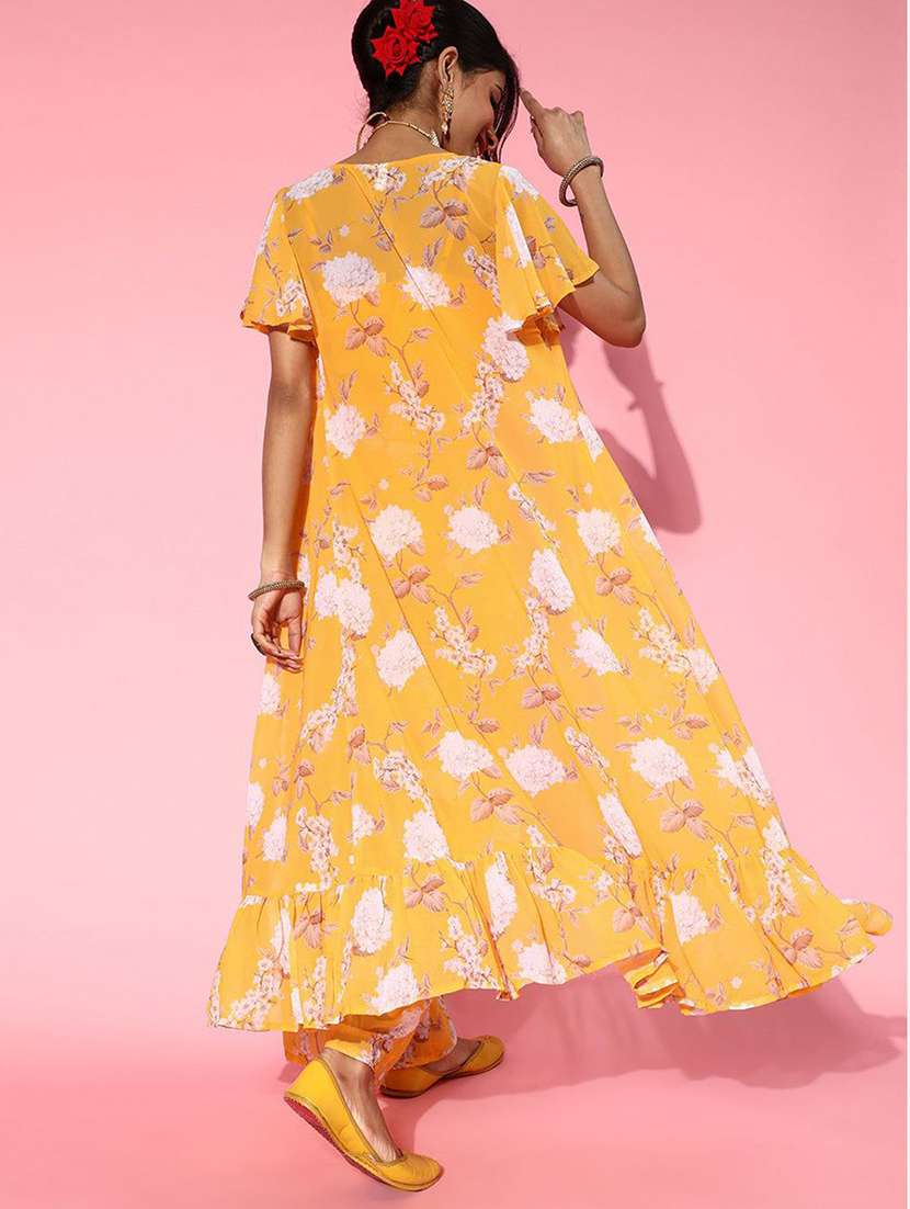 women printed flared sleeves fusion set - 22579053 -  Standard Image - 3