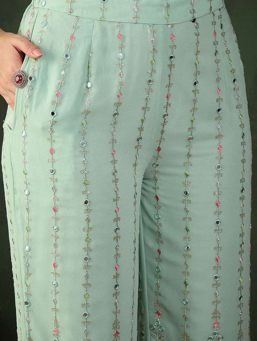women embroidered sleeveless fusion set - 22579054 -  Standard Image - 5