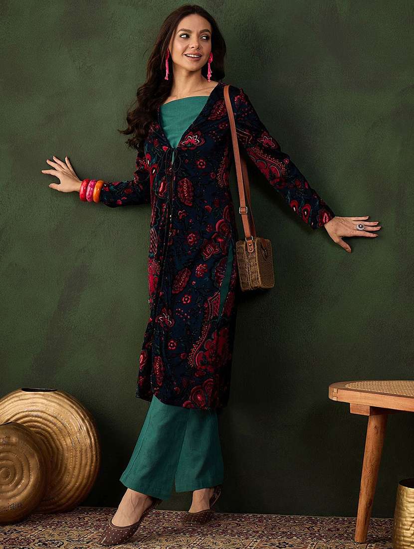 women printed long sleeves fusion set