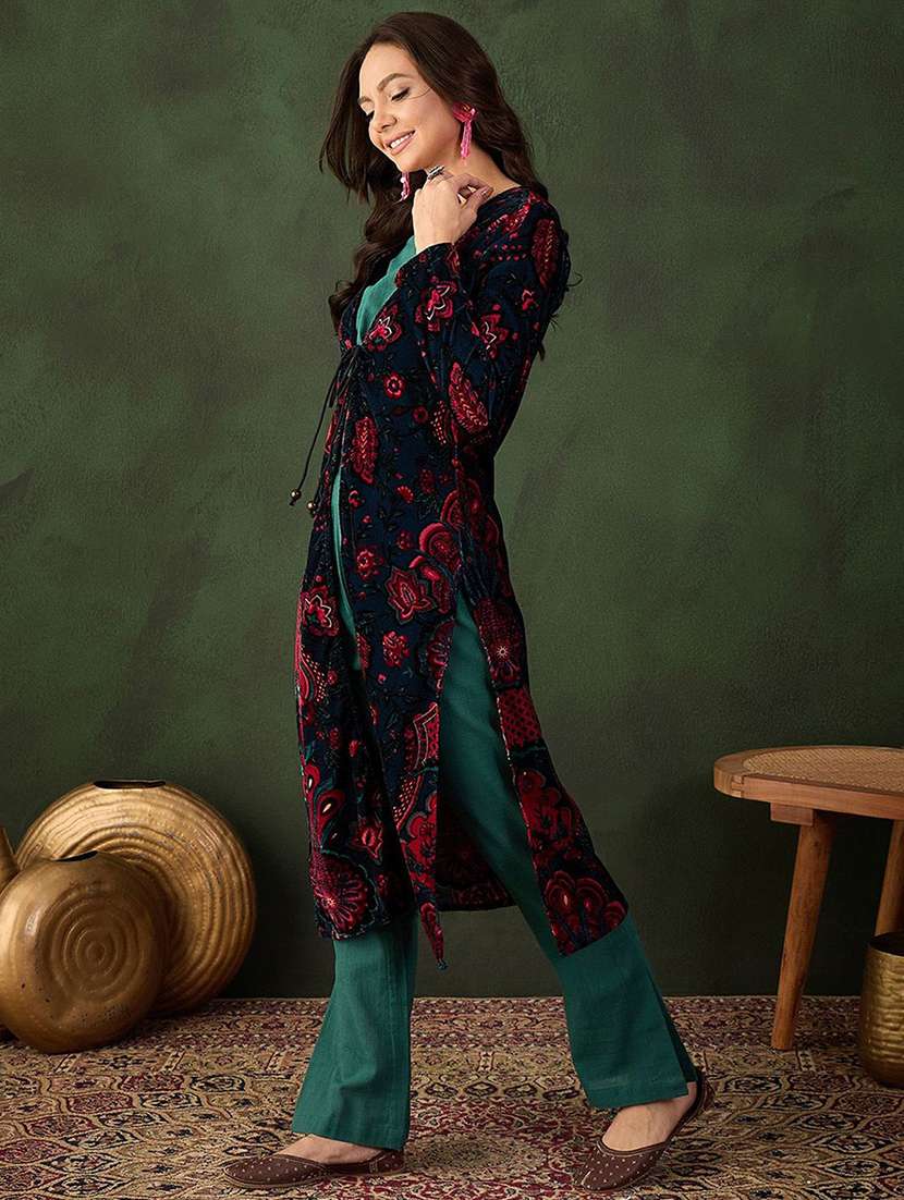 women printed long sleeves fusion set - 22579055 -  Standard Image - 3