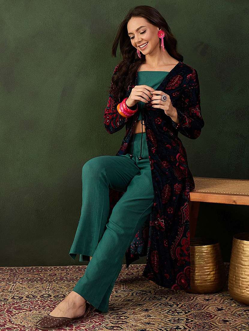 women printed long sleeves fusion set - 22579055 -  Standard Image - 5