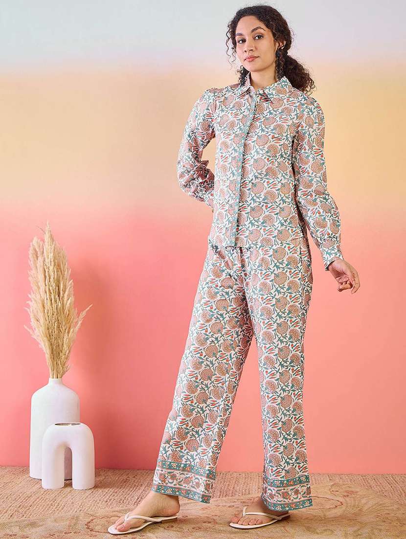 Women Printed Long Sleeves Shirt And Trouser Set - 22579062 -  Standard Image - 3