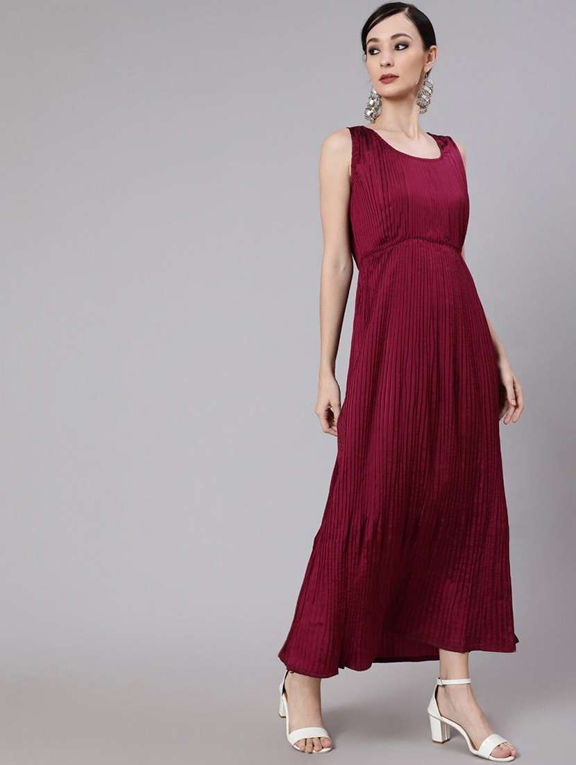 women solid sleeveless fit and flare dress - 22579099 -  Standard Image - 3