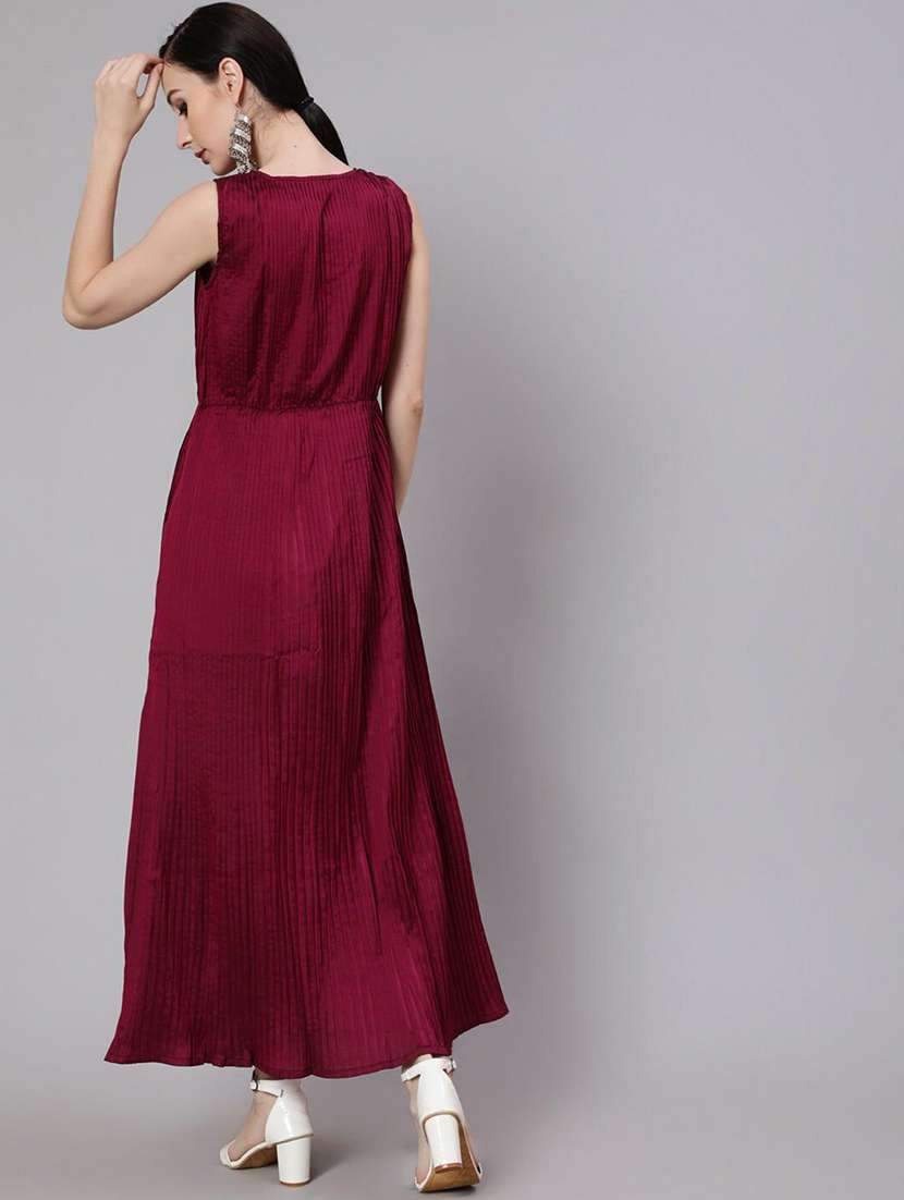 women solid sleeveless fit and flare dress - 22579099 -  Standard Image - 5