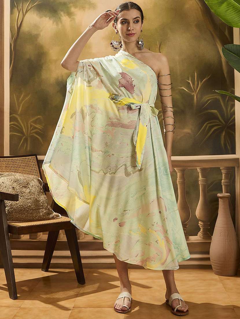 women printed one shoulder kaftan dress - 22579130 -  Standard Image - 3