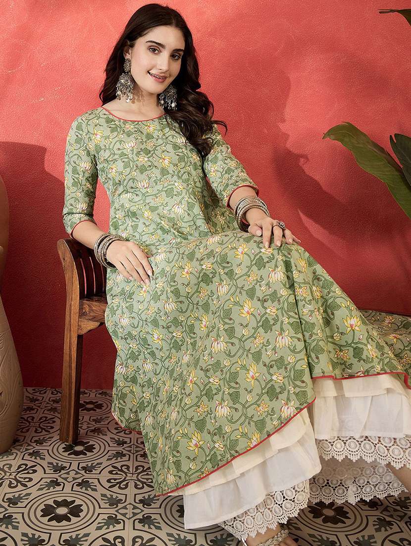 Women Printed Three Quarter Sleeves Layered Dress - 22579131 -  Standard Image - 5
