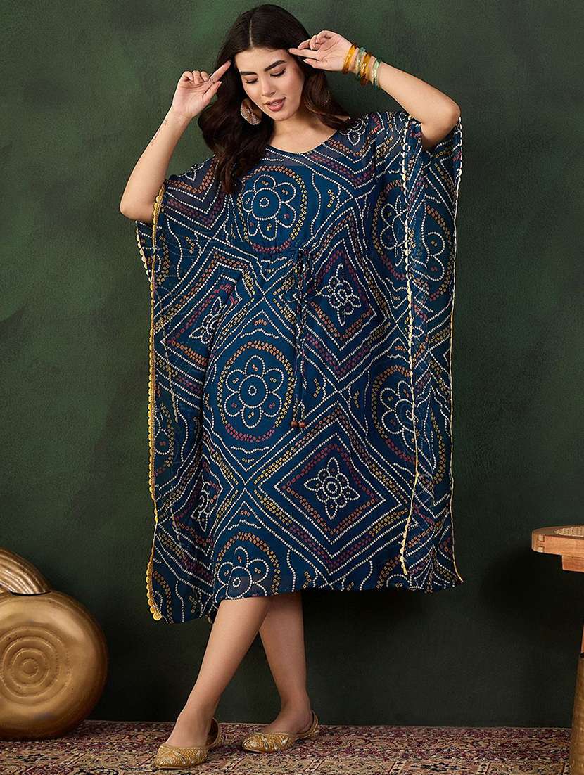 women printed v neck kaftan dress - 22579137 -  Standard Image - 3