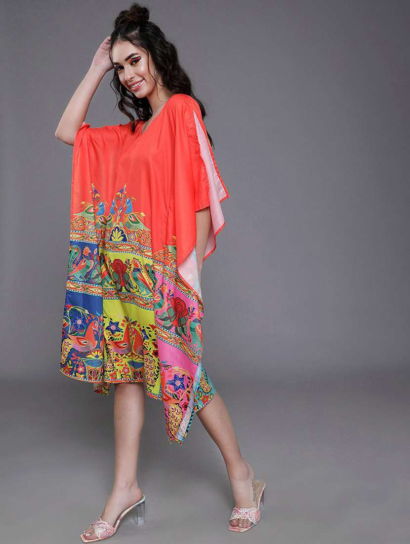 women printed round neck kaftan dress - 22579164 -  Standard Image - 3