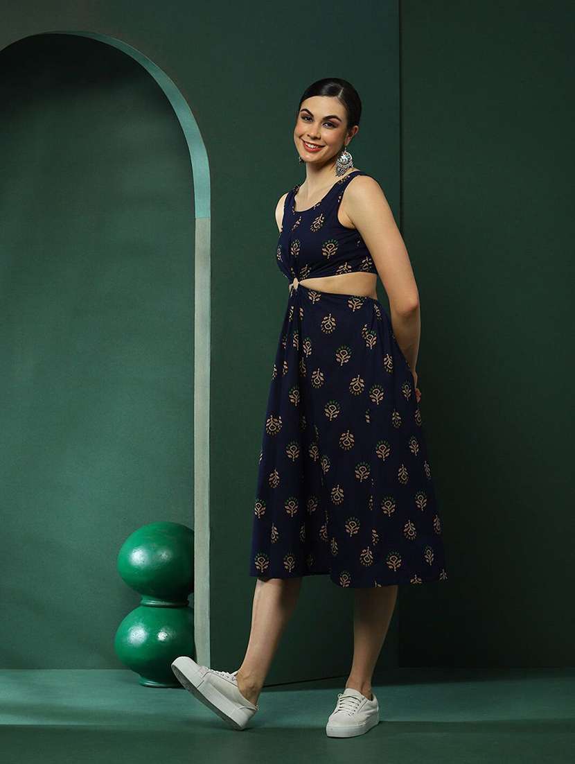 Women Printed Sleeveless A-line Dress - 22579165 -  Standard Image - 3
