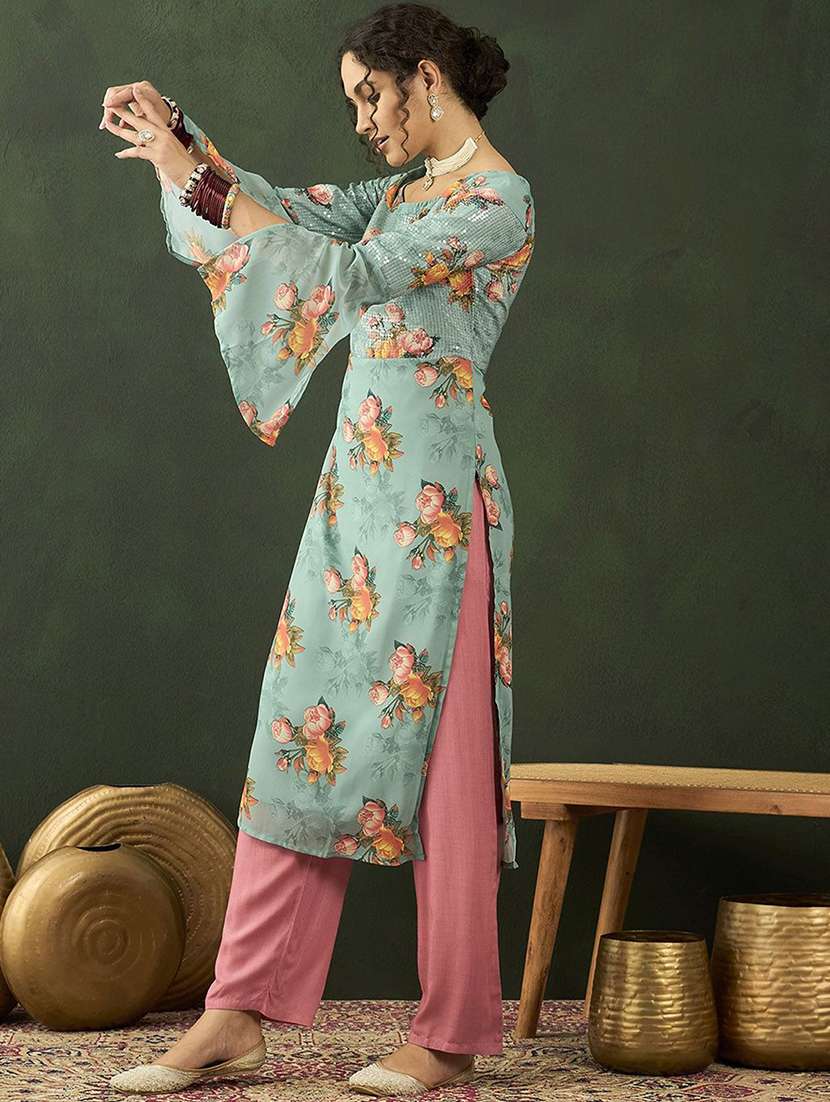 women printed long sleeves straight kurta - 22579180 -  Standard Image - 3