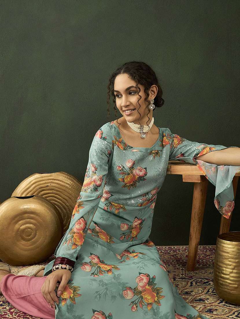 women printed long sleeves straight kurta - 22579180 -  Standard Image - 5