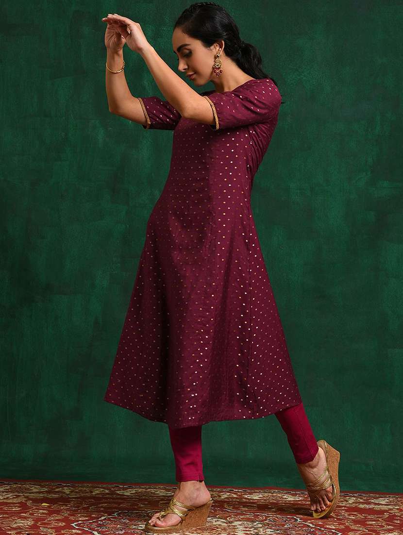 women self design short sleeve a-line kurta - 22579184 -  Standard Image - 3