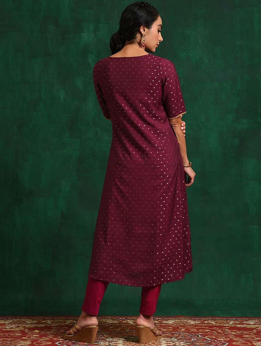 women self design short sleeve a-line kurta - 22579184 -  Standard Image - 5