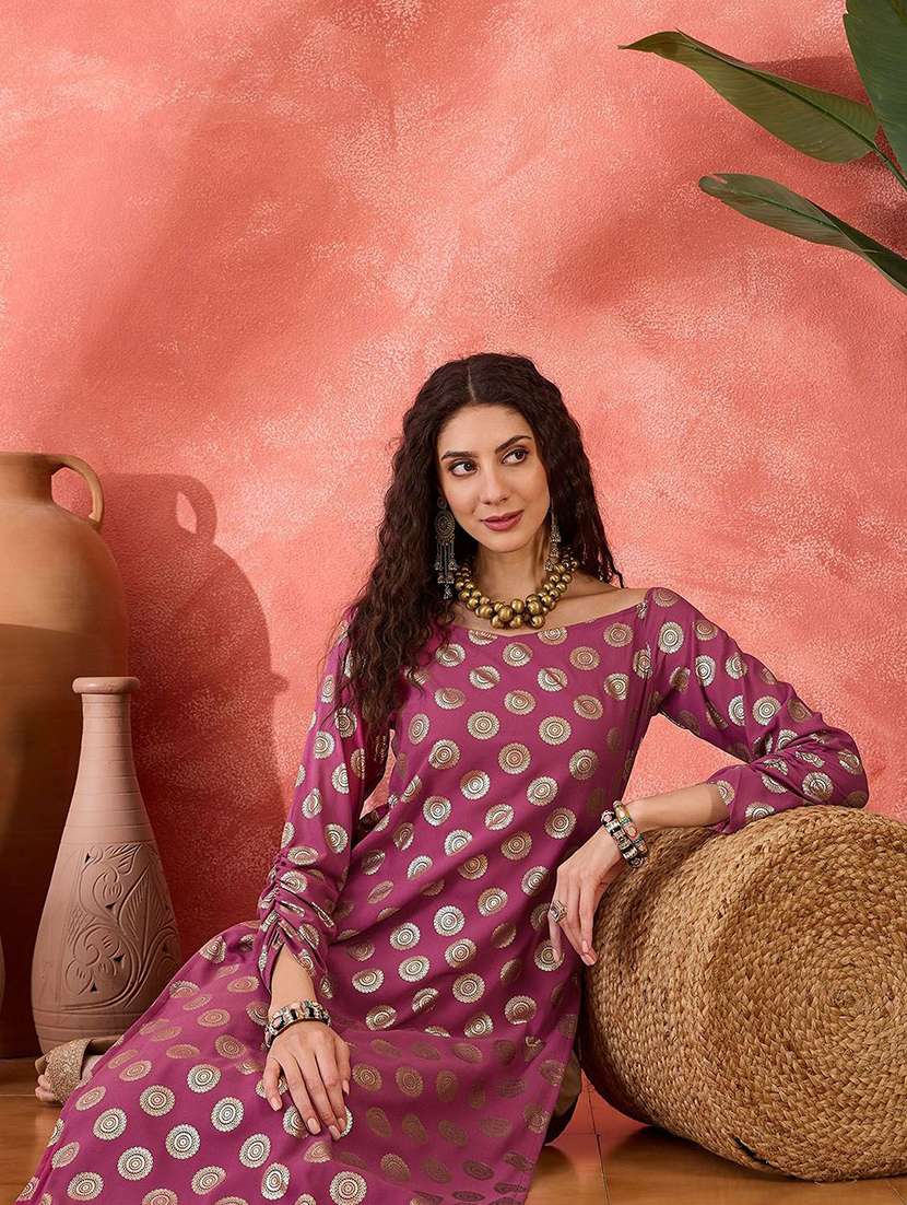 women printed three quarter sleeves straight kurta - 22579187 -  Standard Image - 5