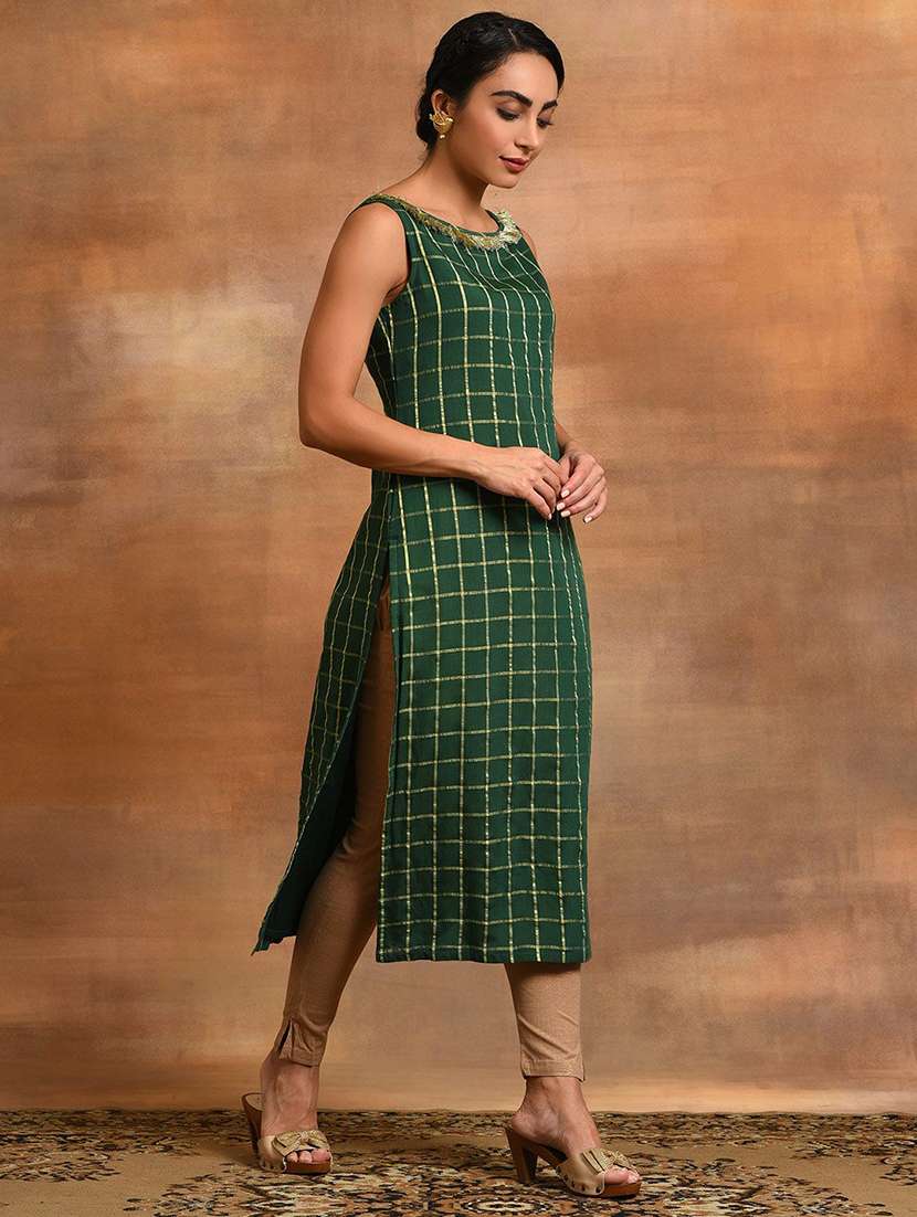 Women Printed Sleeveless Straight Kurta - 22579192 -  Standard Image - 3