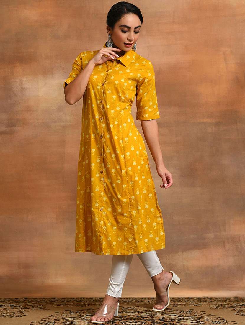 women printed short sleeves straight kurta - 22579194 -  Standard Image - 3