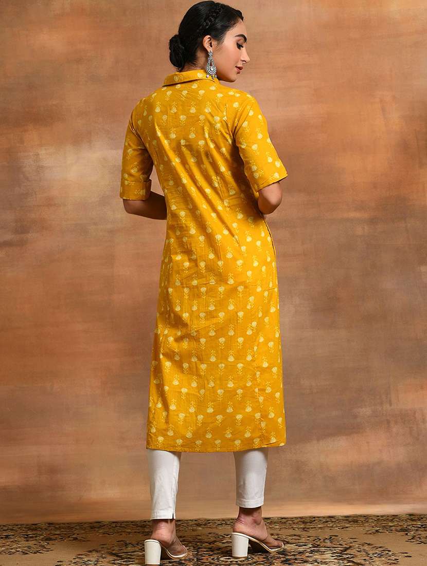 women printed short sleeves straight kurta - 22579194 -  Standard Image - 5