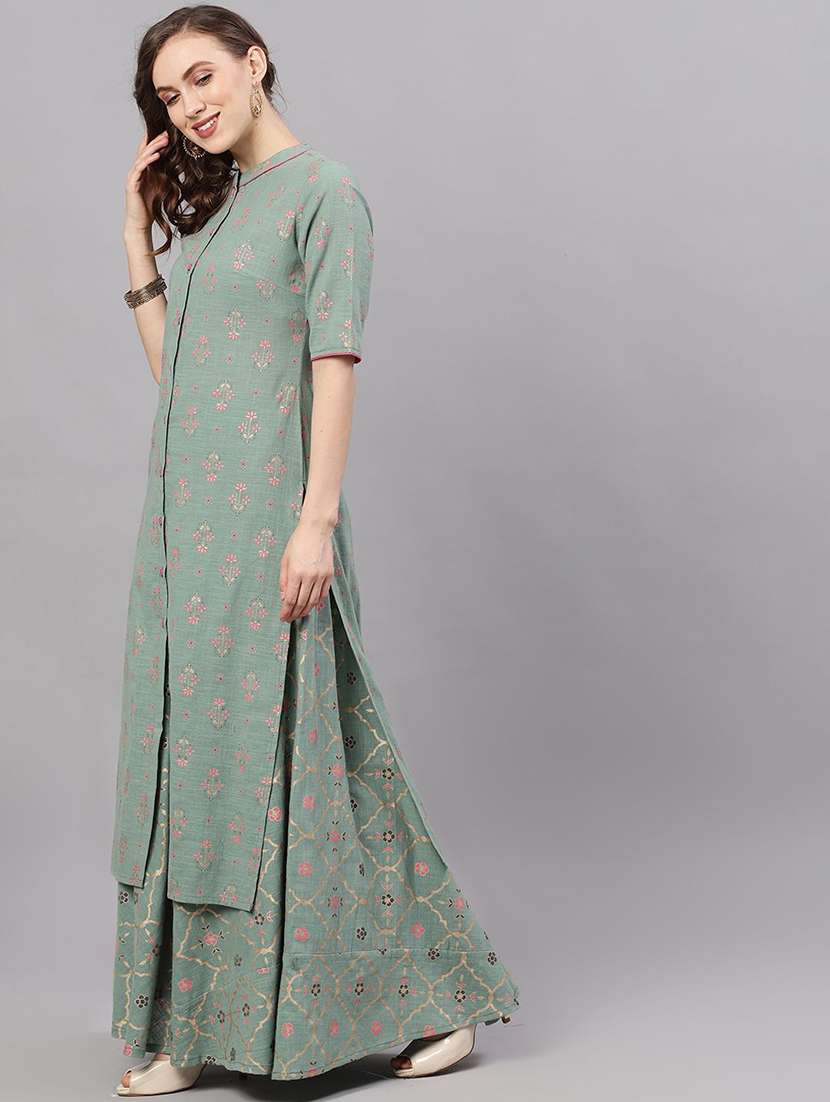 women printed short sleeves straight kurta - 22579195 -  Standard Image - 3
