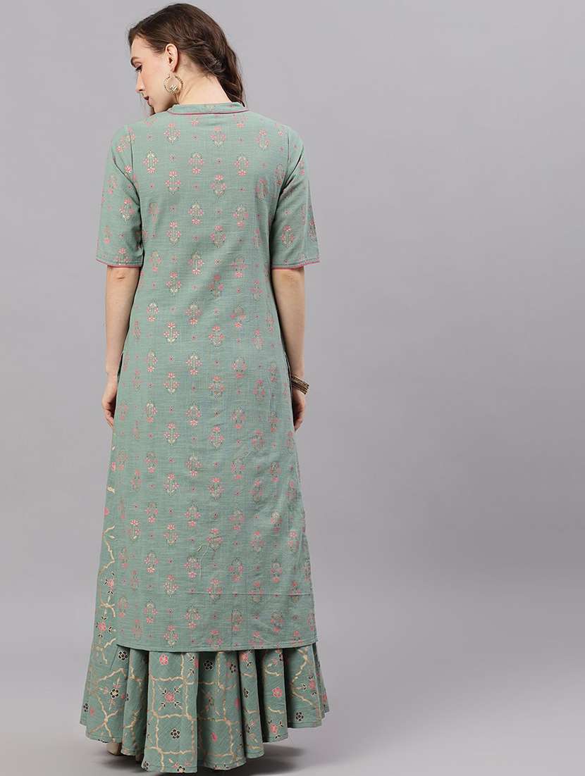 women printed short sleeves straight kurta - 22579195 -  Standard Image - 5