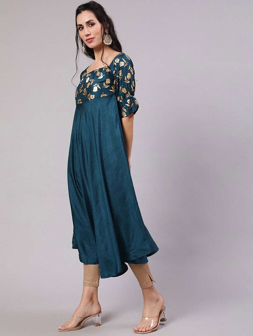 women printed short sleeves flared kurta - 22579198 -  Standard Image - 3