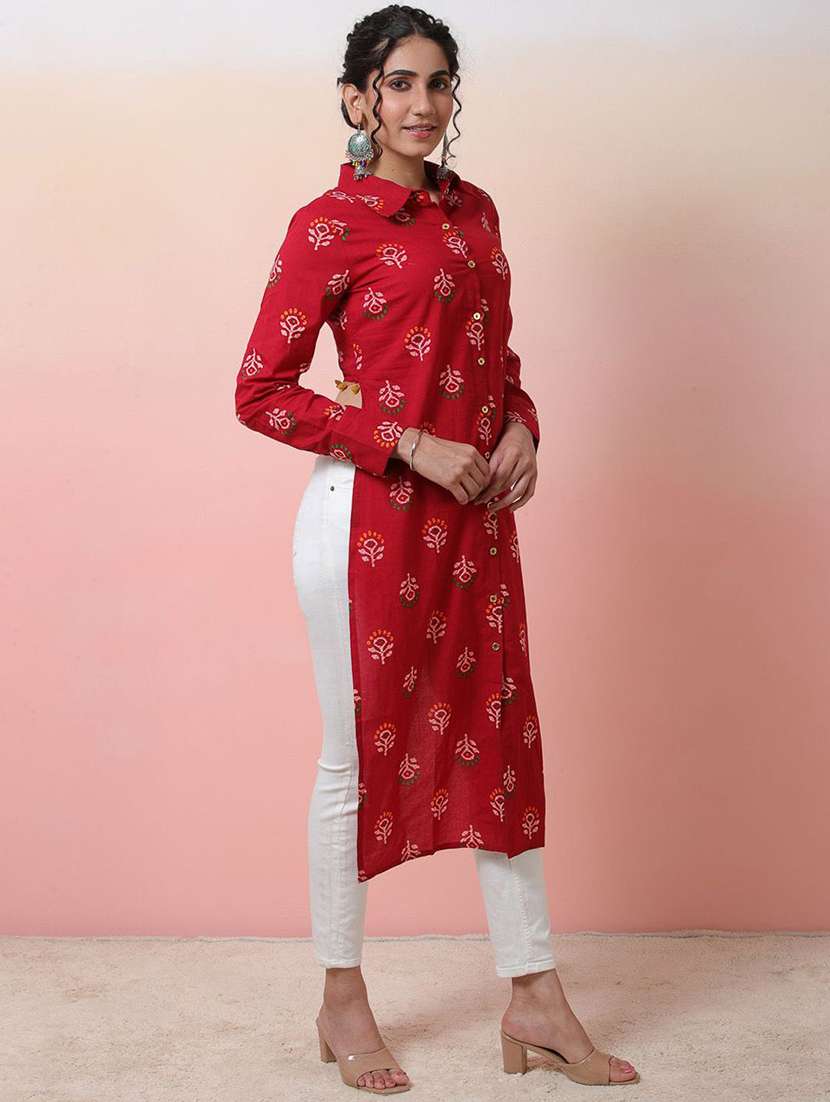 Women Printed Long Sleeves Straight Kurta - 22579205 -  Standard Image - 3