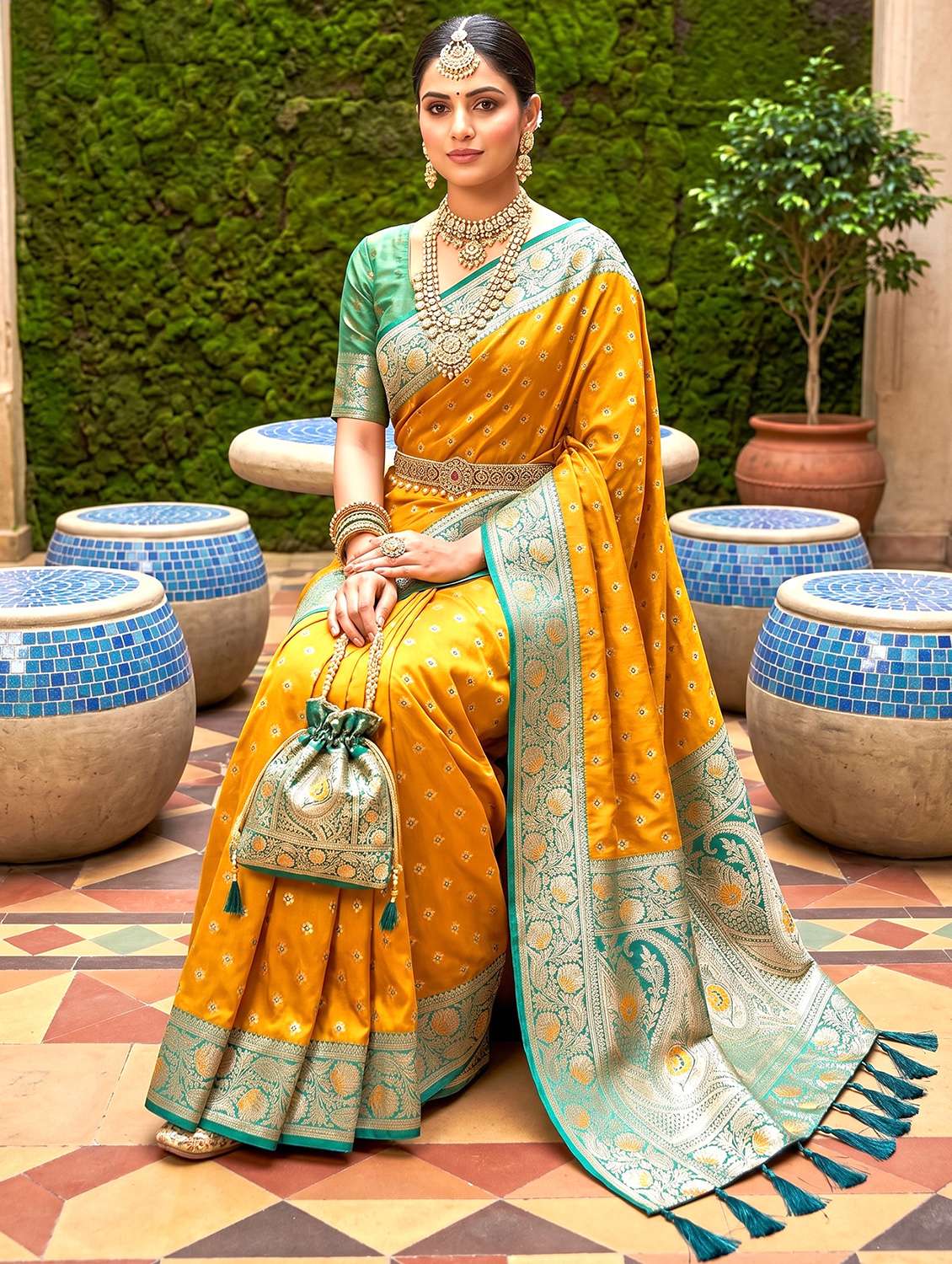 women self design banarasi saree with blouse - 22579216 -  Standard Image - 3