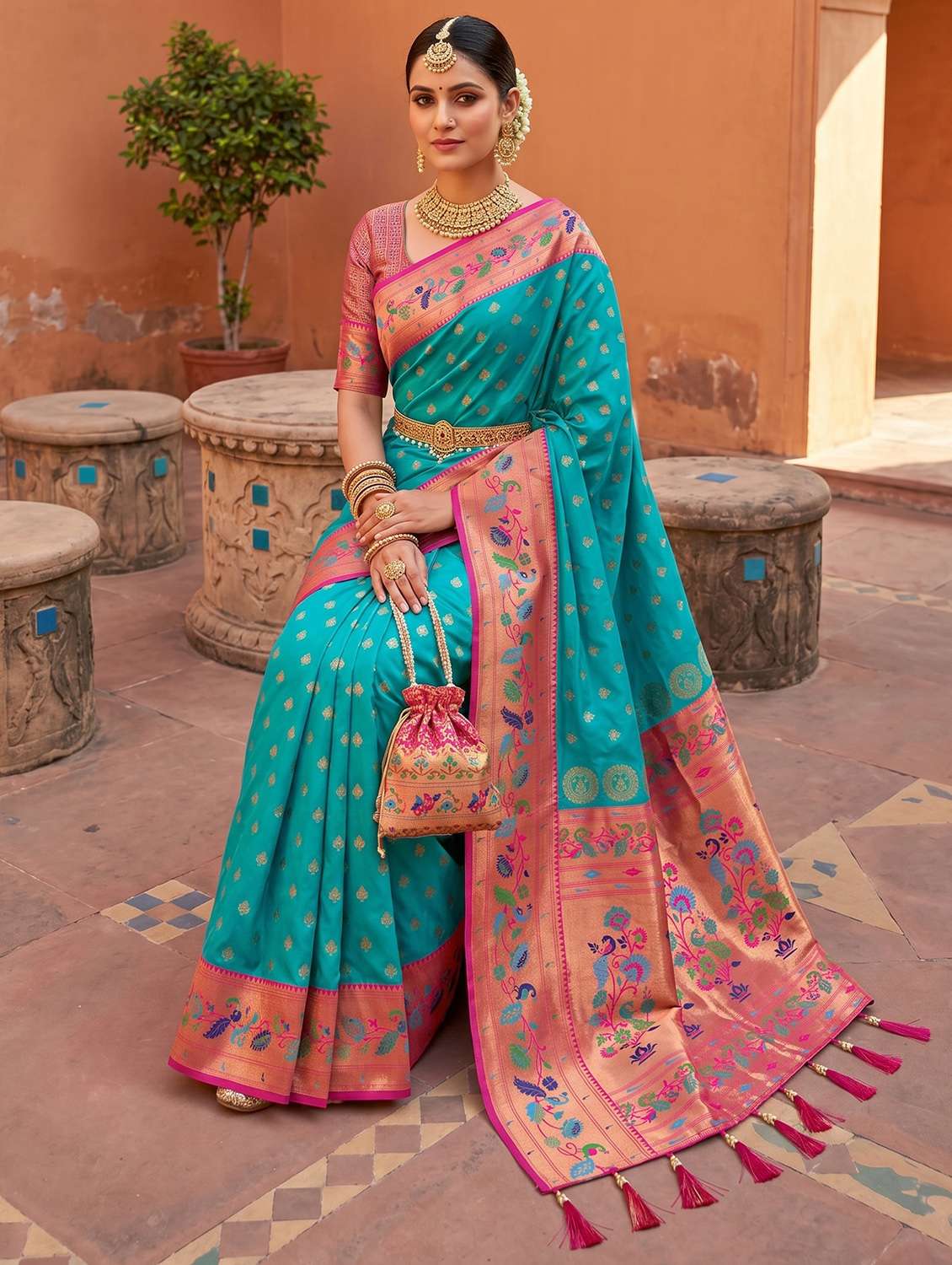 women self design paithani saree with blouse - 22579235 -  Standard Image - 3
