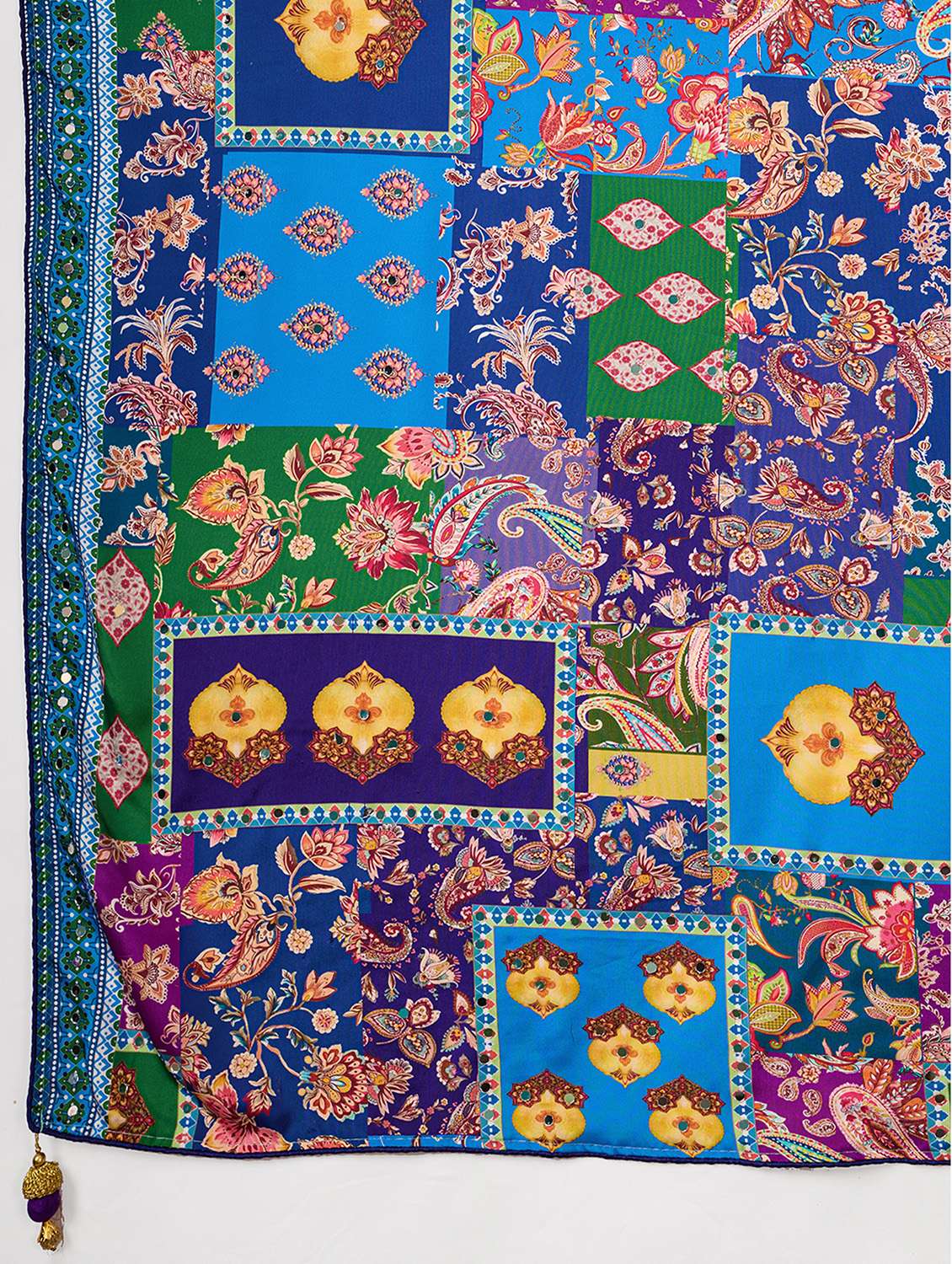 women printed mirror work saree with blouse - 22579263 -  Standard Image - 5
