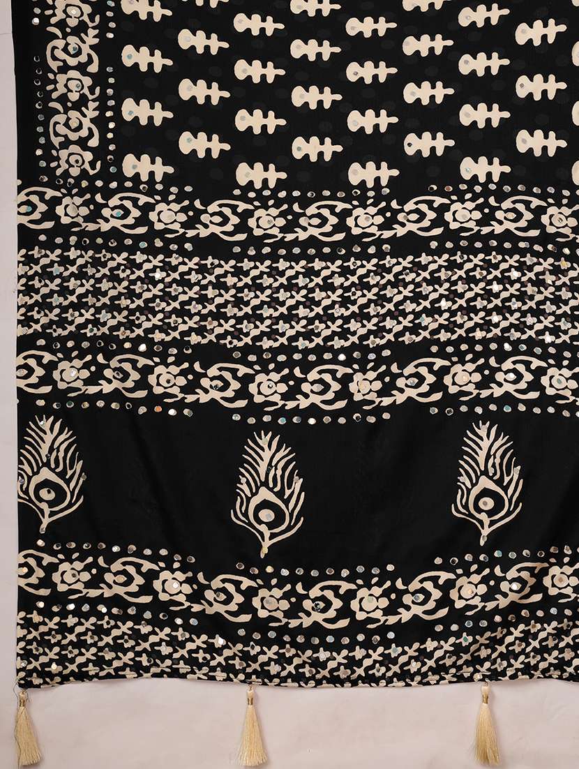 women printed mirror work saree with blouse - 22579265 -  Standard Image - 5