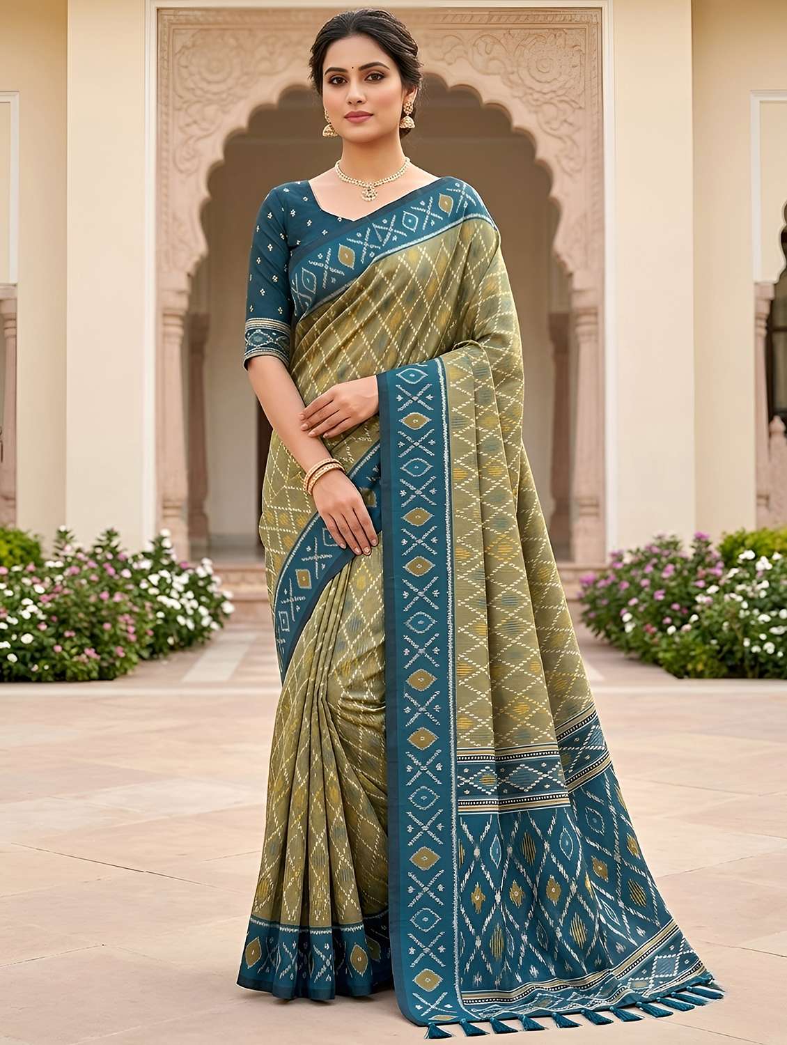 women self design patola saree with blouse