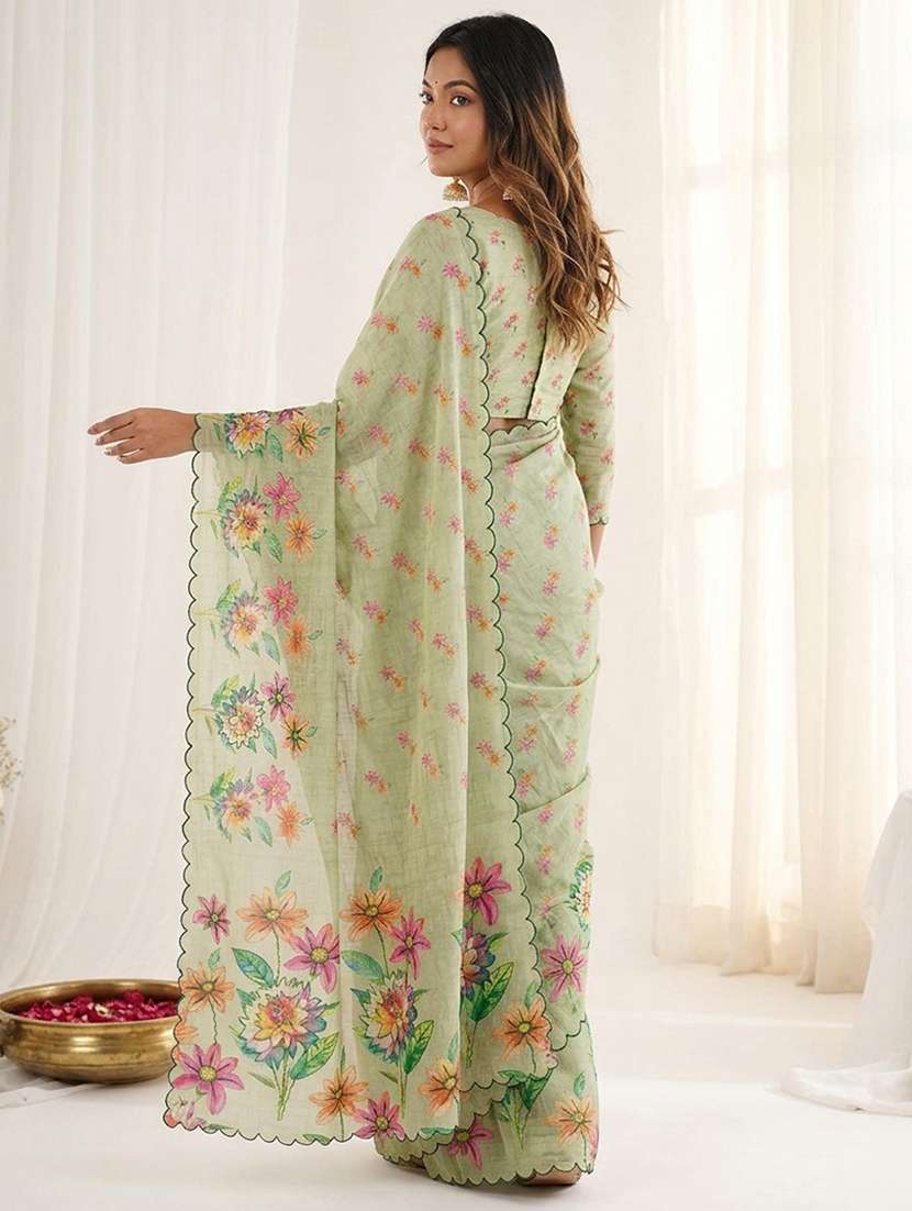 women printed casual wear saree with blouse - 22579352 -  Standard Image - 3