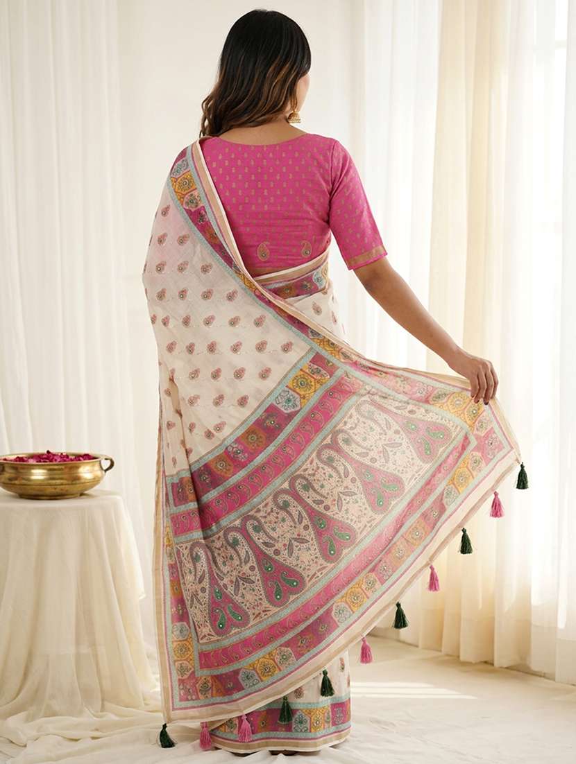 women printed casual wear saree with blouse - 22579353 -  Standard Image - 3