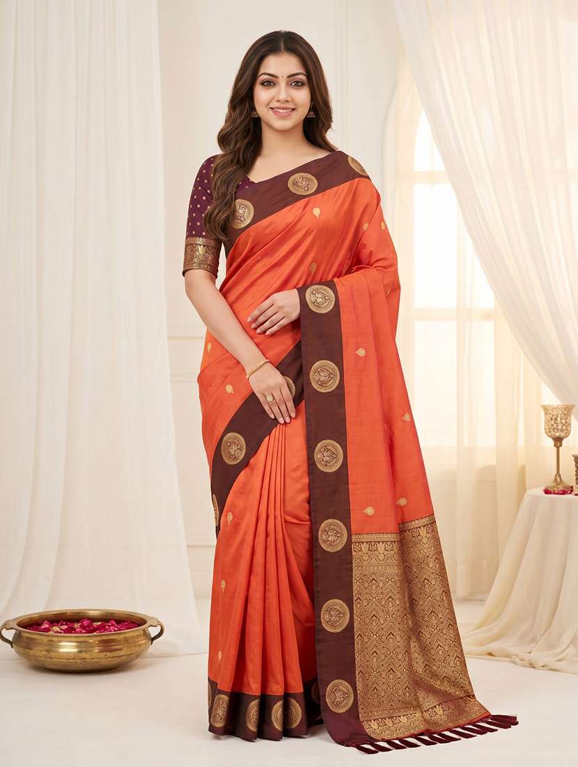 women self design banarasi saree with blouse