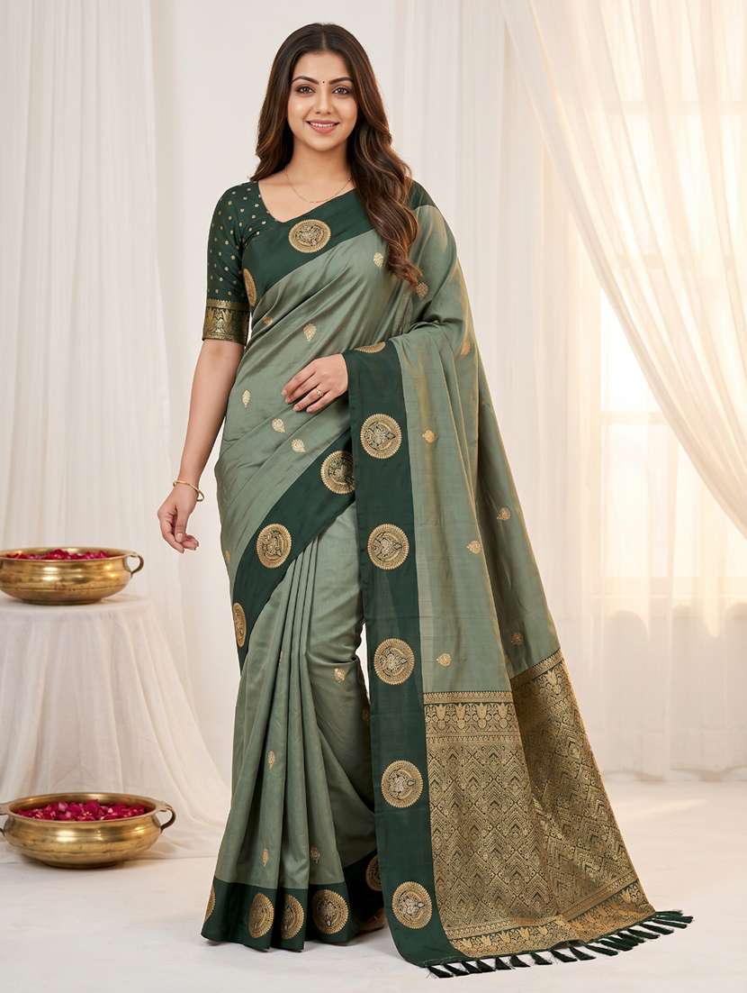 women self design banarasi saree with blouse