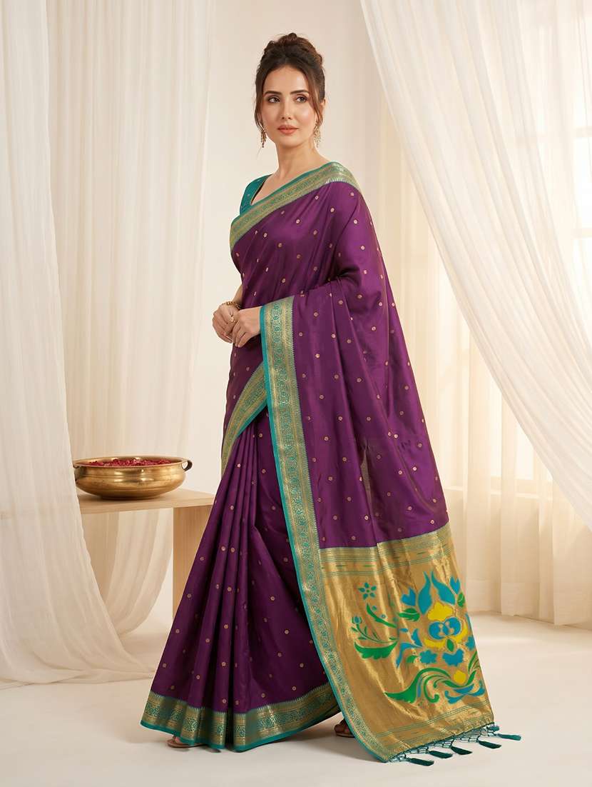 women self design paithani saree with blouse - 22579377 -  Standard Image - 3