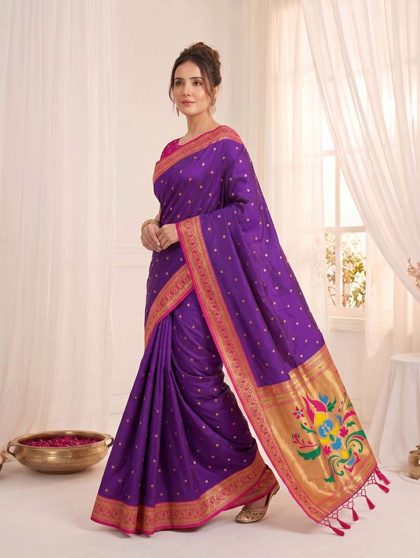 women self design paithani saree with blouse - 22579379 -  Standard Image - 3