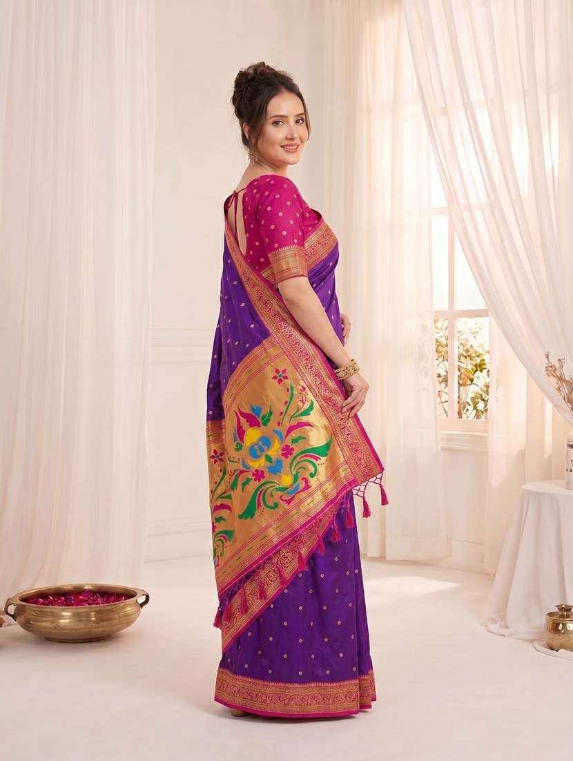 women self design paithani saree with blouse - 22579379 -  Standard Image - 5